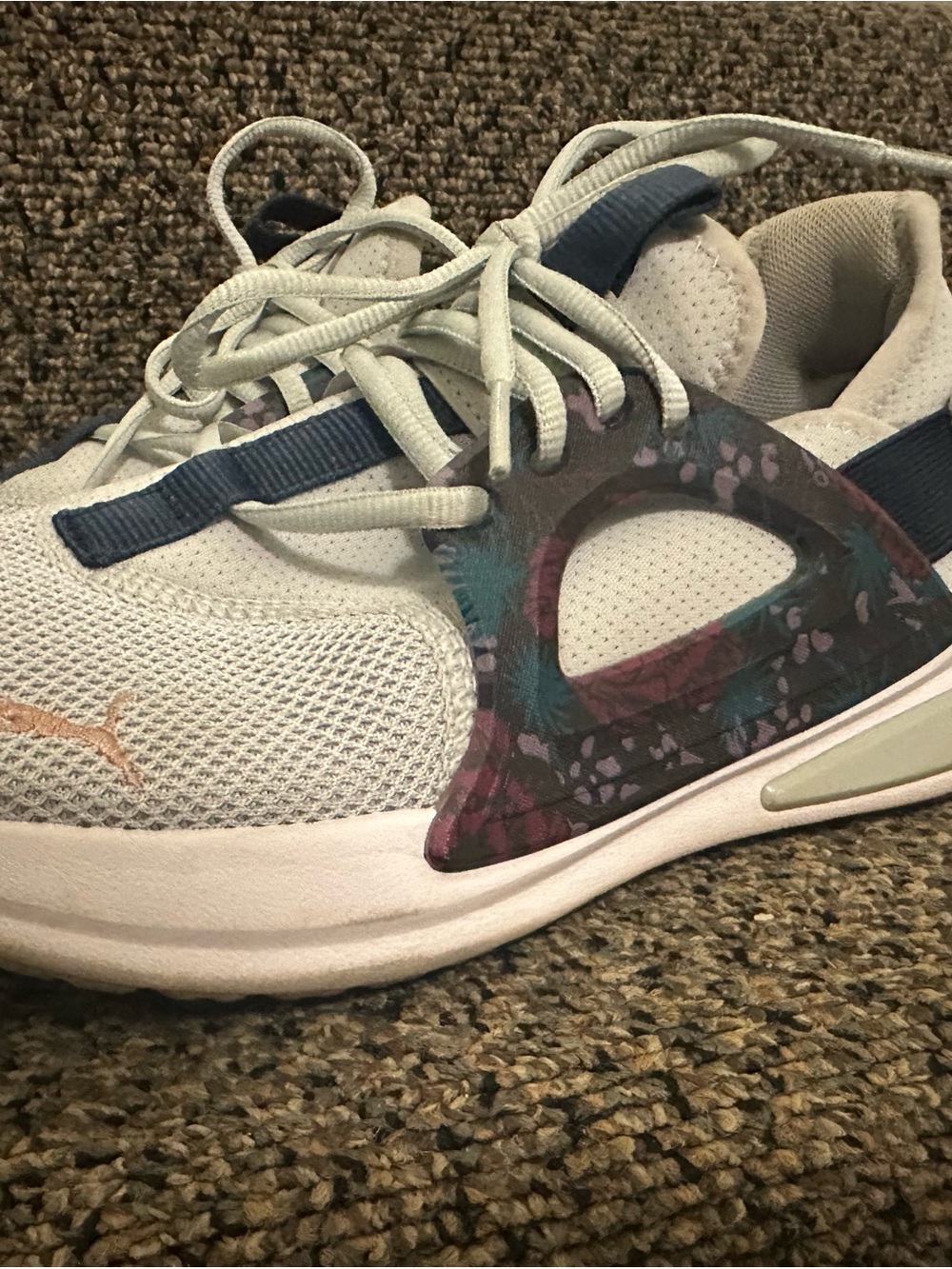 Puma Women's Light Gray Athletic Sneakers with Multicolor Side Accent